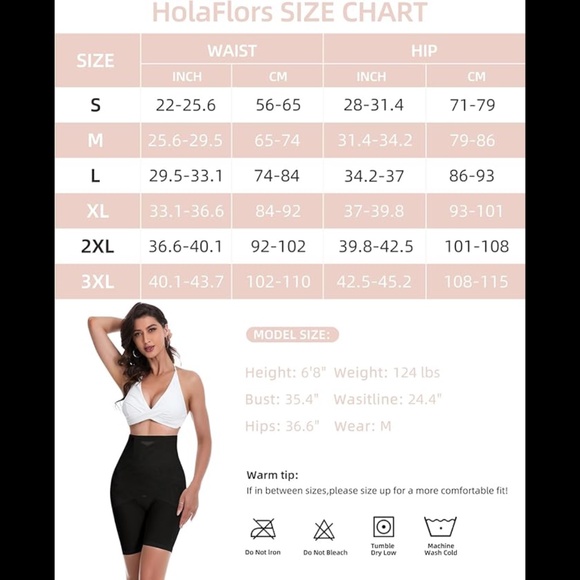 NWT HolaFlors Black Tummy Control Compression Shorts Shapewear Size Medium - Picture 5 of 10